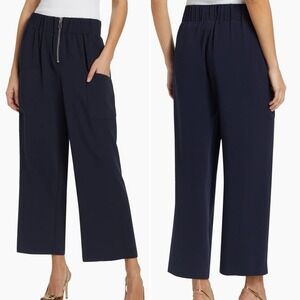 Cinq A Sept Austine Crop Pant Navy Blue High Waist Womens Sz 6 Zip Front Stretch